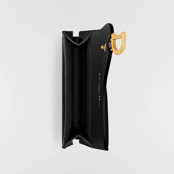 DIOR Black Saddle Bloom Card Holder - Picture 3 of 15